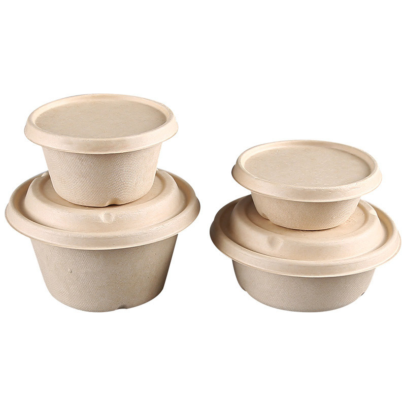 Eco-Friendly Natural Composatable Food Storage Sugarcane Bagasse 32 Oz Salad Bowls