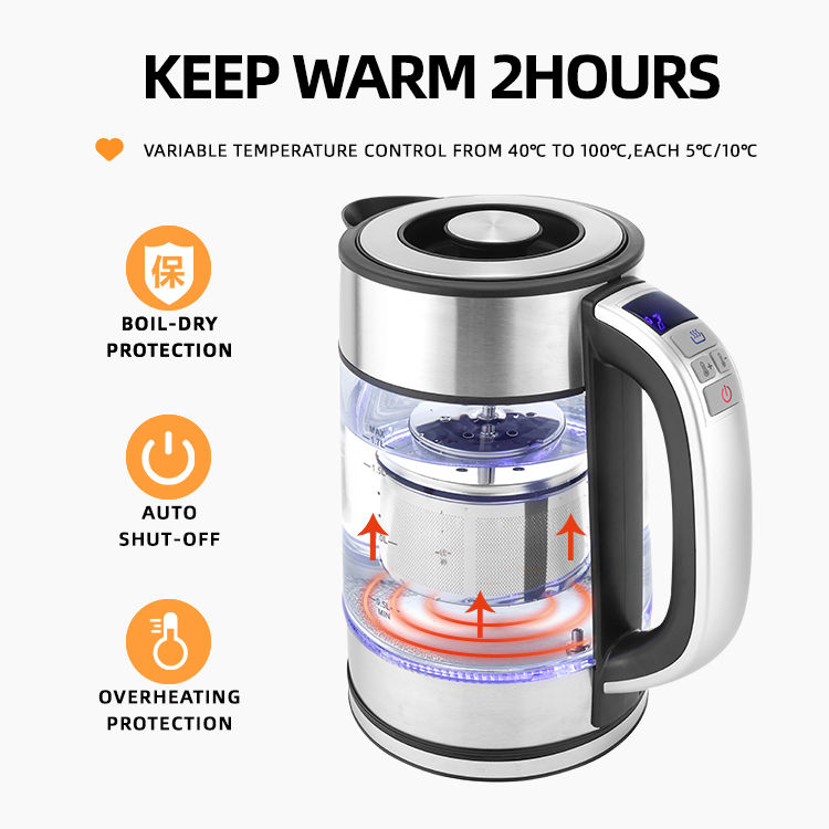 Jewin Kitchen Intelligent Electric Digital Kettle 2200W 1.7L 360 Cordless Jug Kettle