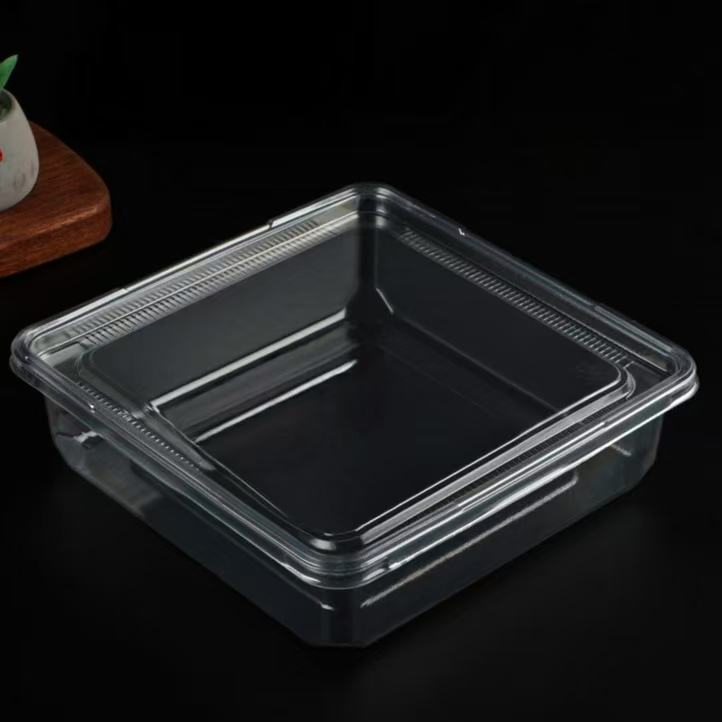 Custom Clear Pet Square Cake Box for Biscuits Dessert Cookies Packaging