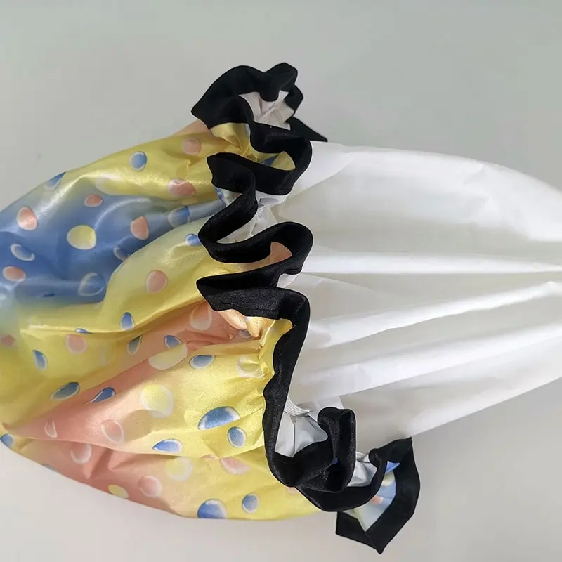 Factory Direct Luxury Flower Printing Satin Shower Caps Custom Logo Available