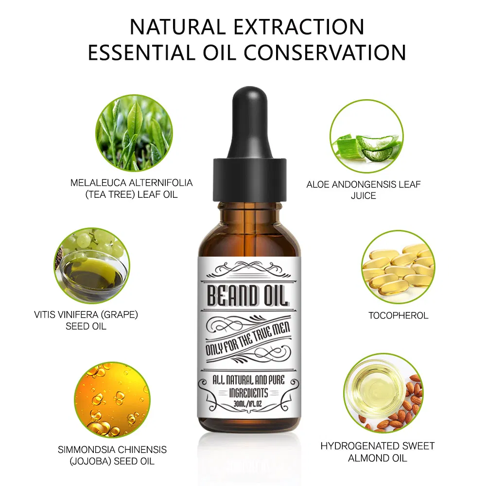 Factory Price High Quality 100% Natural Moisturizing Soften Growth Beard Care Organic Beard Oil for Men