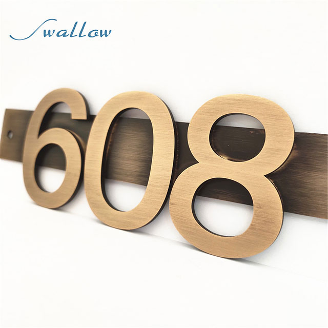 Adhesive Brass Metal Hotel Door Number Plates Villa Apartment Door Number Customized Letters