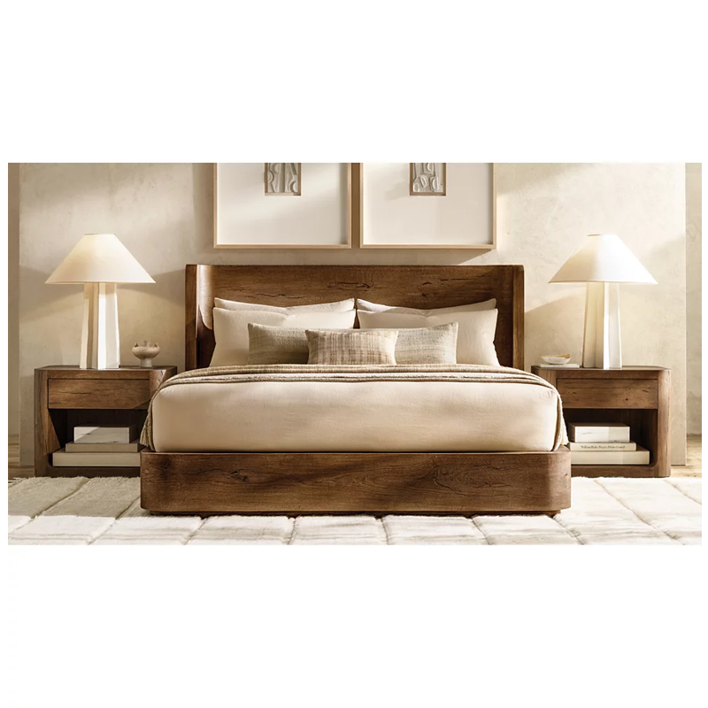 Кровать деревянная минимализм для дома отелей