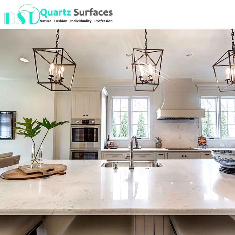 Man Made Quartz Stone Slab with Natural Veins