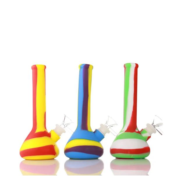 7 Inches Hookahs Mini Beaker DAB Rig Unbreakable Camouflage Hookahs with Silicone Downstem DAB Rig Water Pipe