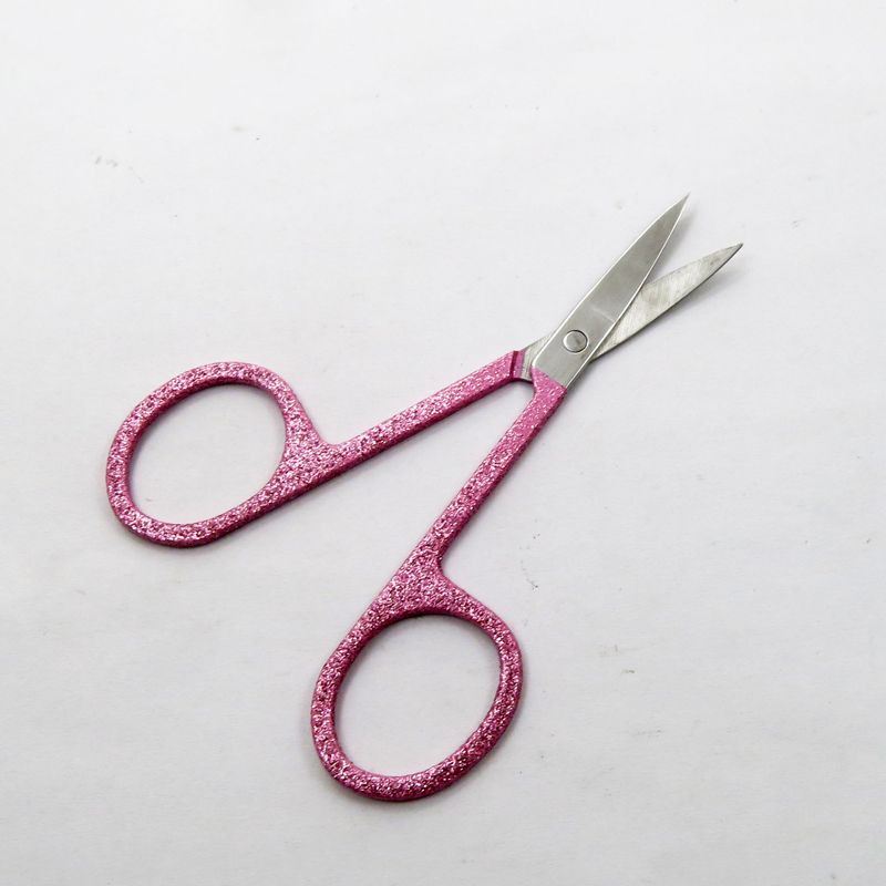 Colorful Coated with Glitter Stainless Steel Beauty Scissors Eyebrow Facial Eyebrow Eyelash Hair Beauty Makeup Scissors
