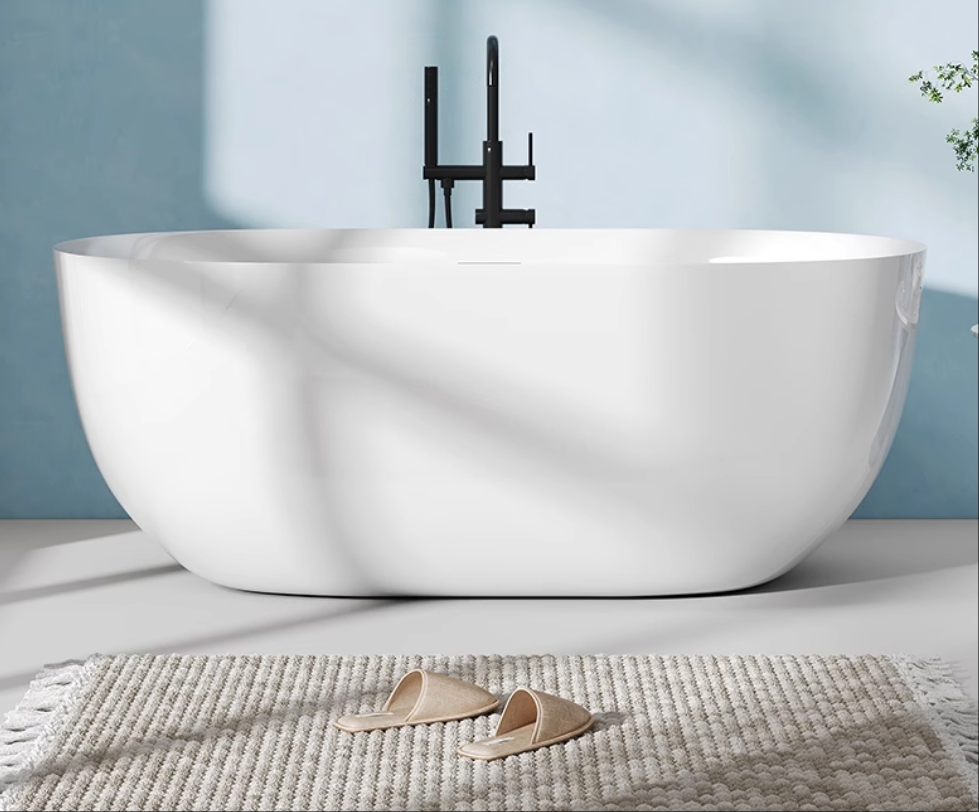 European Cheap Price Soaking White/Black Acrylic Oval Bath Tubs Freestanding Bathtub for Bathroom