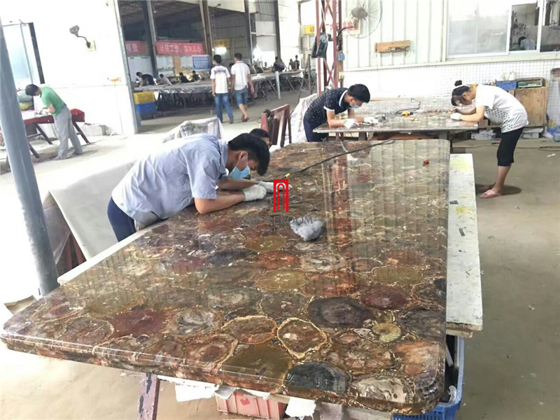 Home Decorative Gemstone Petrified Wood Fossil Wood Kitchen Countertops
