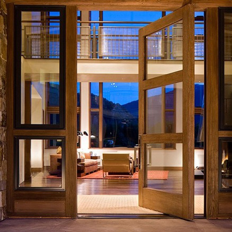 Wholesale Tempered Glass Inserts Solid Exterior Double Wood Doors