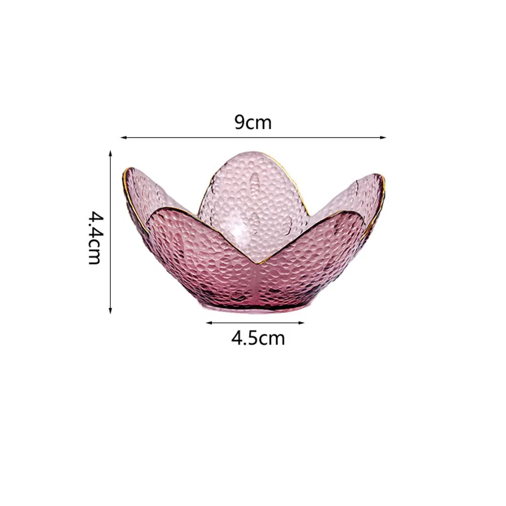 Hot Sale Creative Gold Rim Coloring Petal Hammered Rainbow Glass Bowl