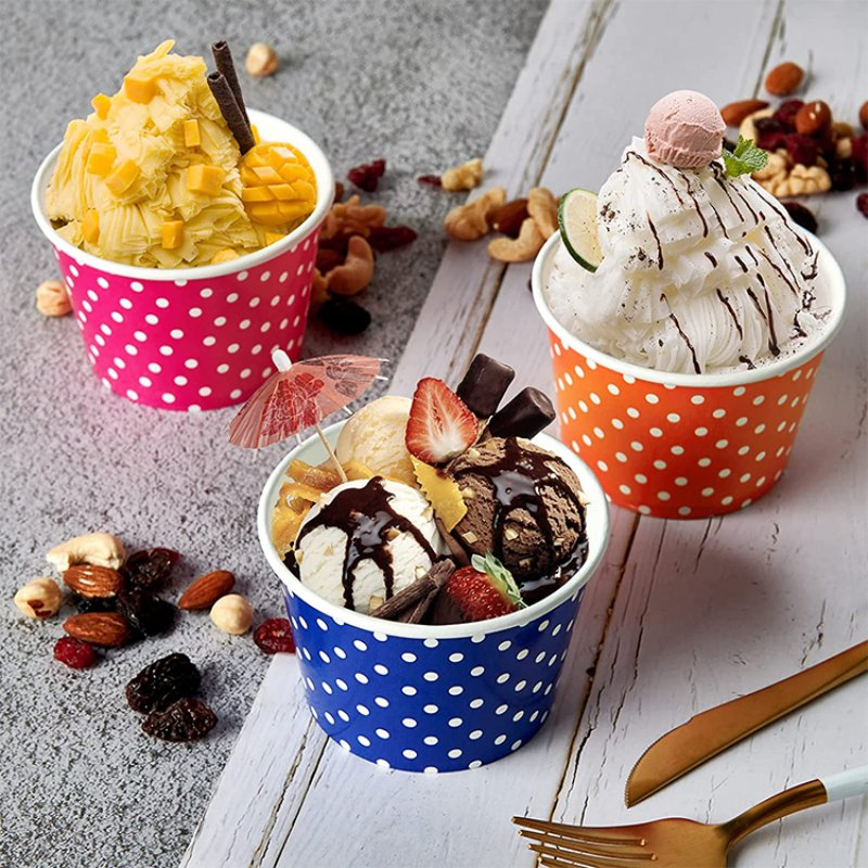 Wholesale Personalized Disposable Yogurt 3oz 4oz 8oz 16oz Ice Cream Paper Cup with Lid