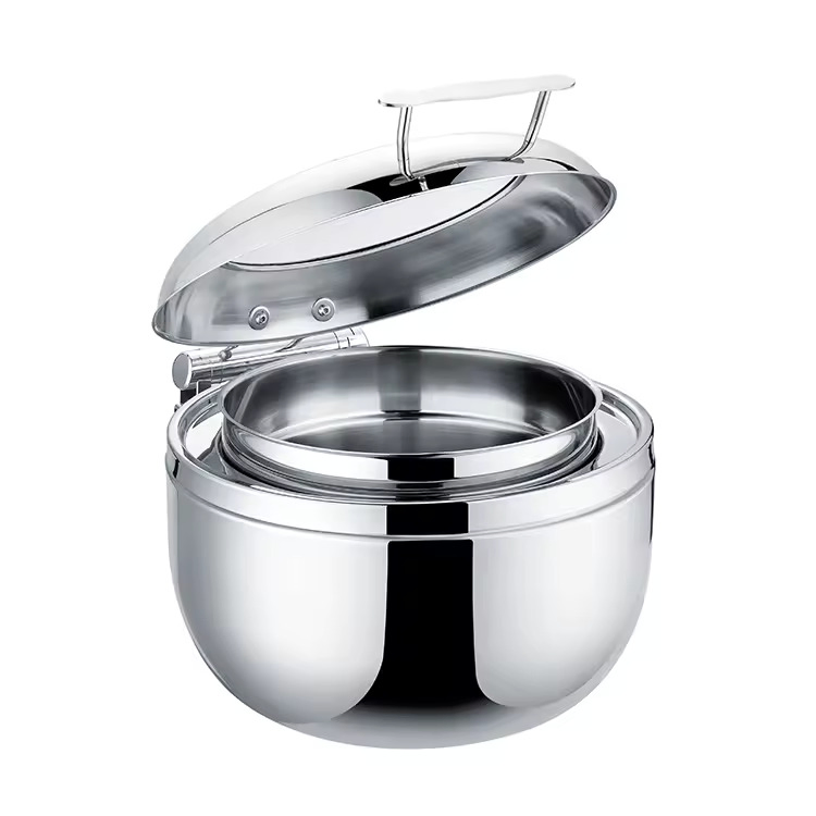 Xiangsheng 11L Round Stainless Steel Chafing Dish Hydraulic Soup Chafer Glass Window