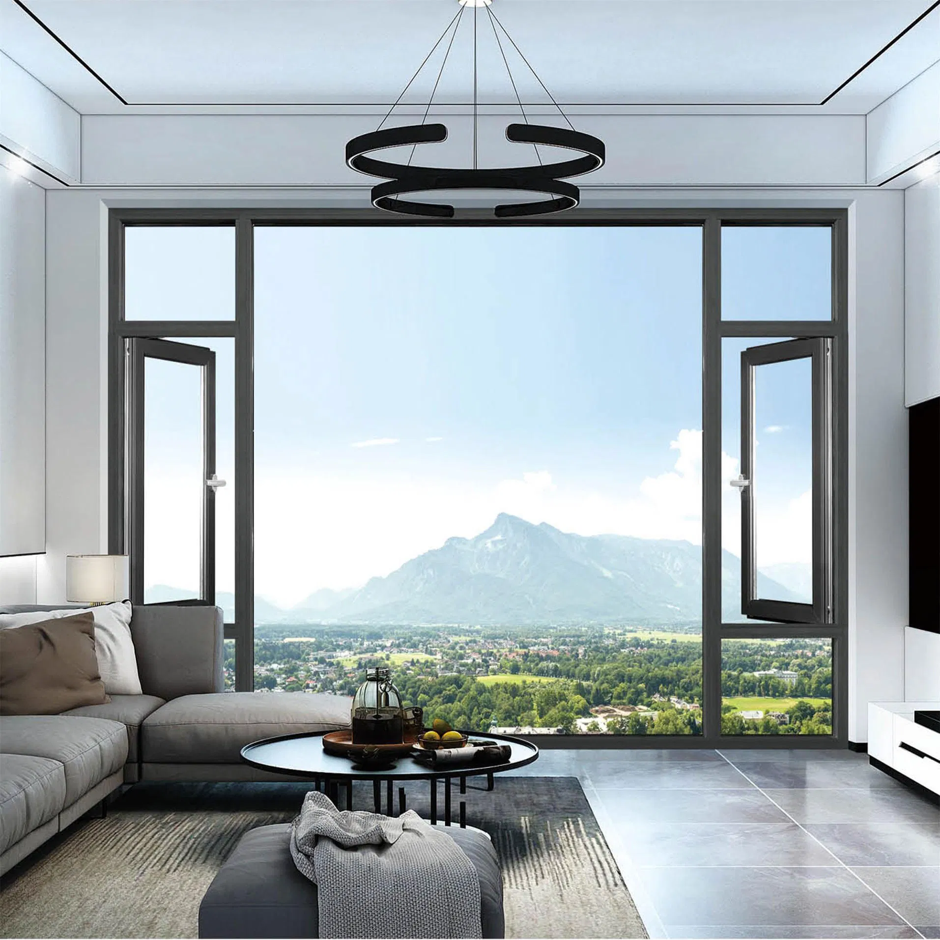 Latest Simple Design Aluminium Profile Soundproof Balcony Glass Casement Windows