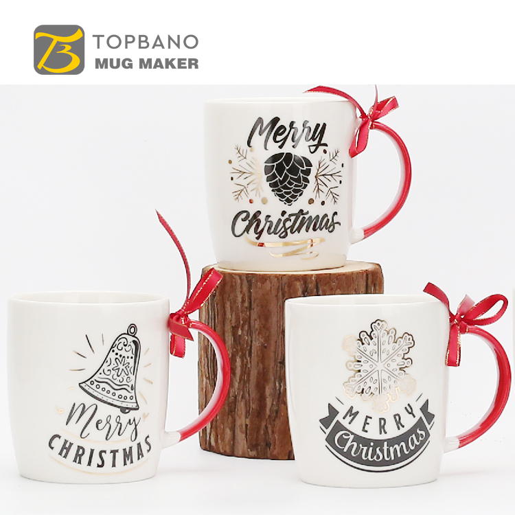 Lead-Free China Ceramic Christmas Mug Breakfast Milk Cup Decal Mug