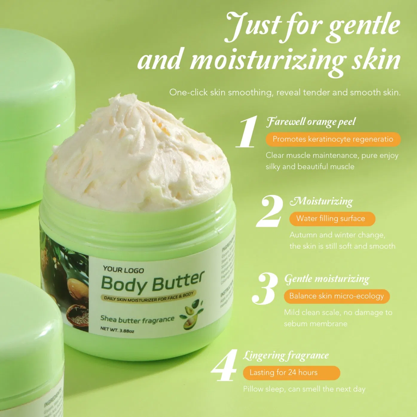 Custom Natural Shea Coconut Oil Whipped Body Butter