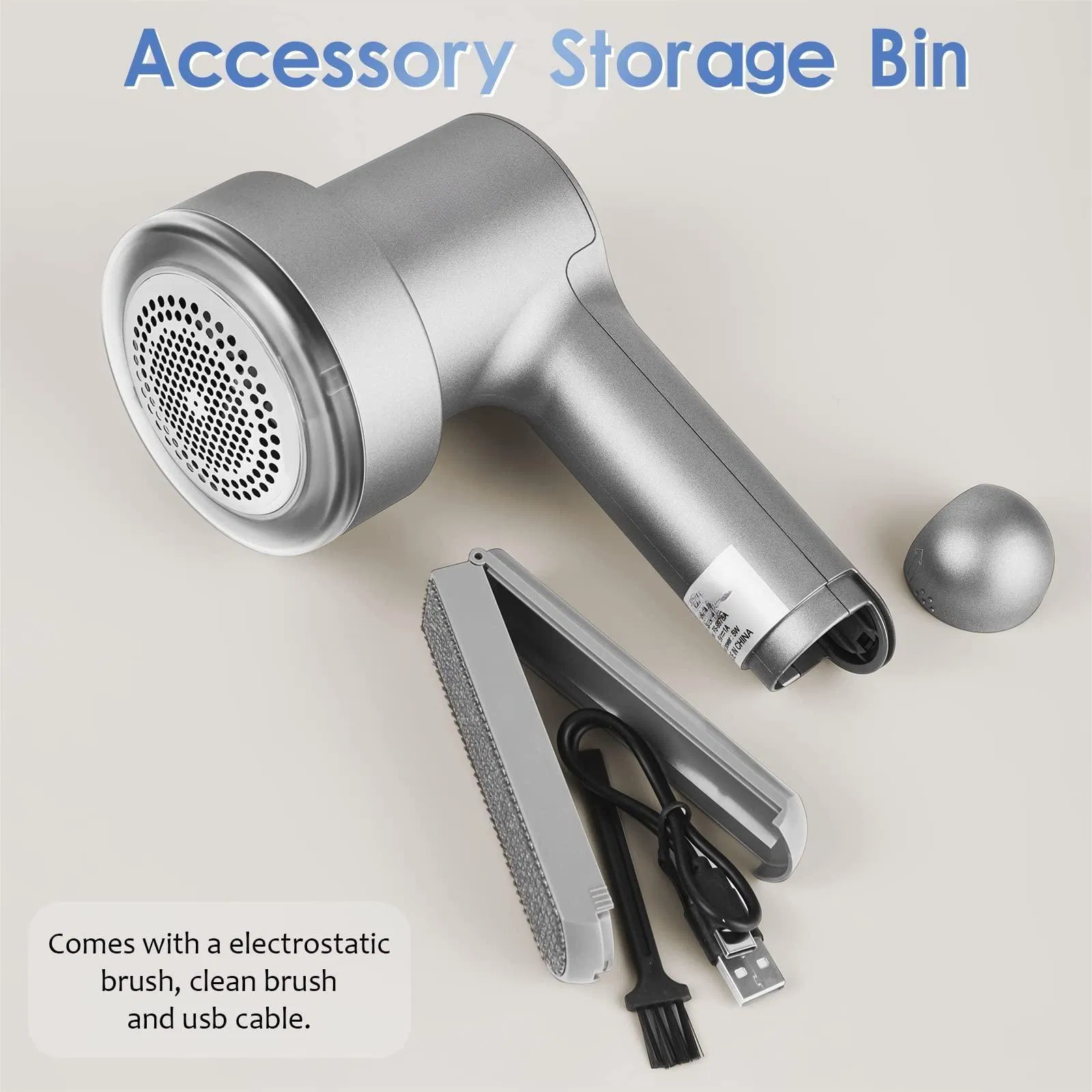 3-Speed Electric Fabric Fleece Shavers Electrostatic Brush LED-Display USB Rechargeable Lint Removers