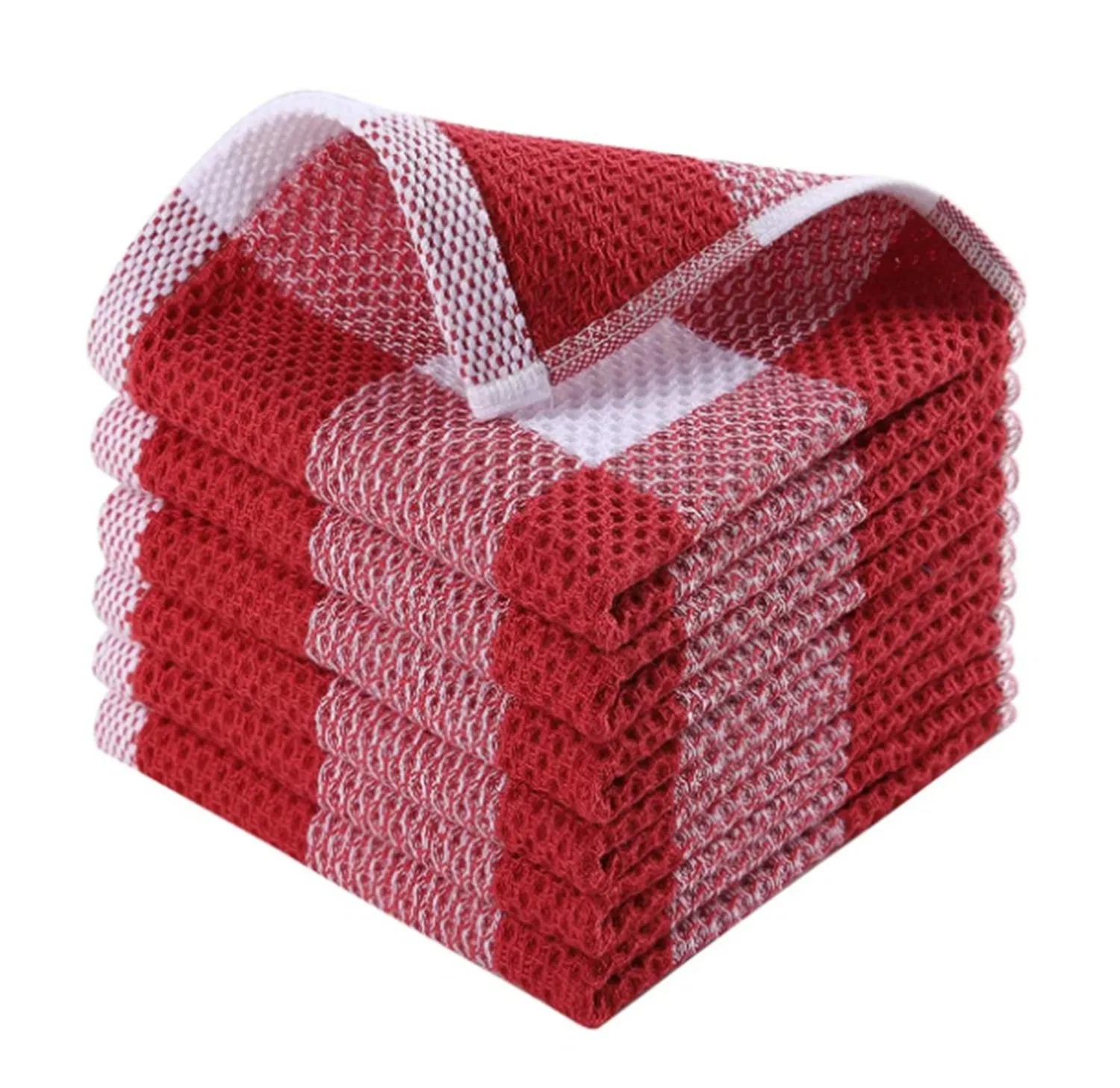 Cotton Dishcloth Towel, 100% Cotton Cloth Soft and Absorbent Checkered Dish Towels, Quick Drying Dish Rags