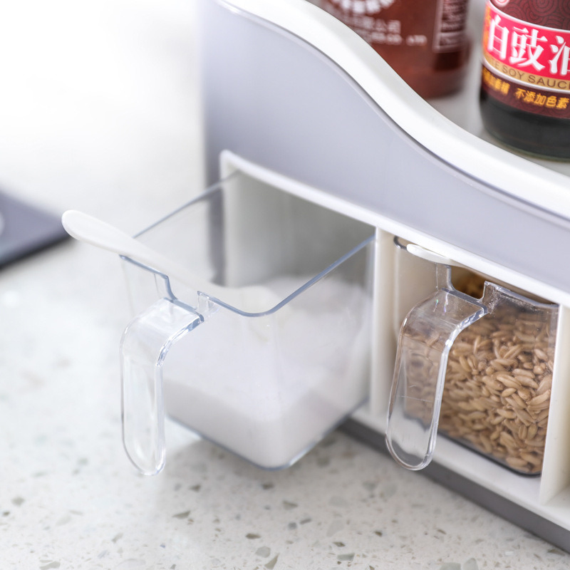 Plastic Seasoning Condiment Transparent Storage Box Set Mi22691