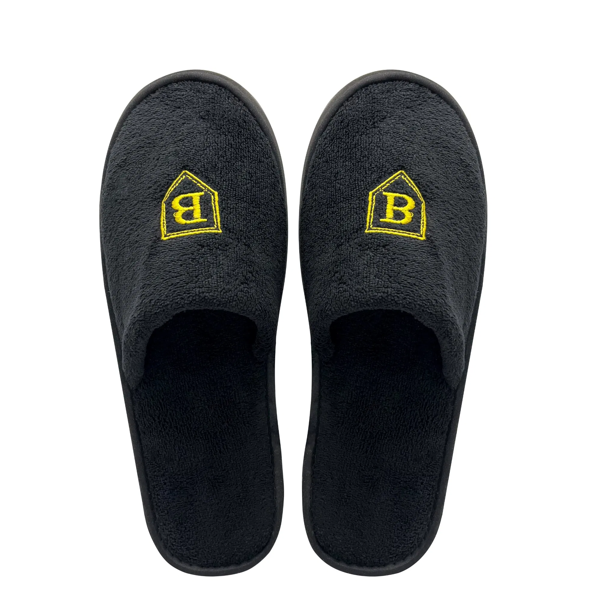 Custom 5 Star Hotel Supplies Embroidered Coral Fleece Hotel Disposable Slippers
