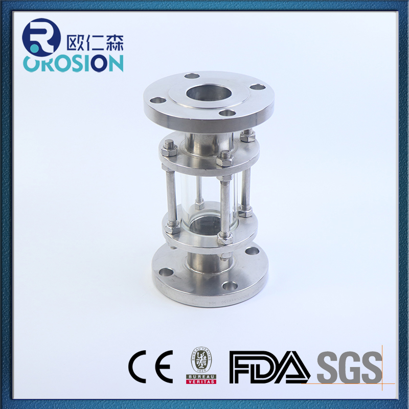Stainless Steel Sanitary Pipe Fittings Straight Flange End Sight Glass with Protective Net Cover