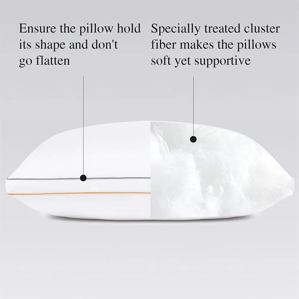 White Down Alternative Microfiber Hotel Bed Pillow with 2" Gusset Soft Microfiber Insert