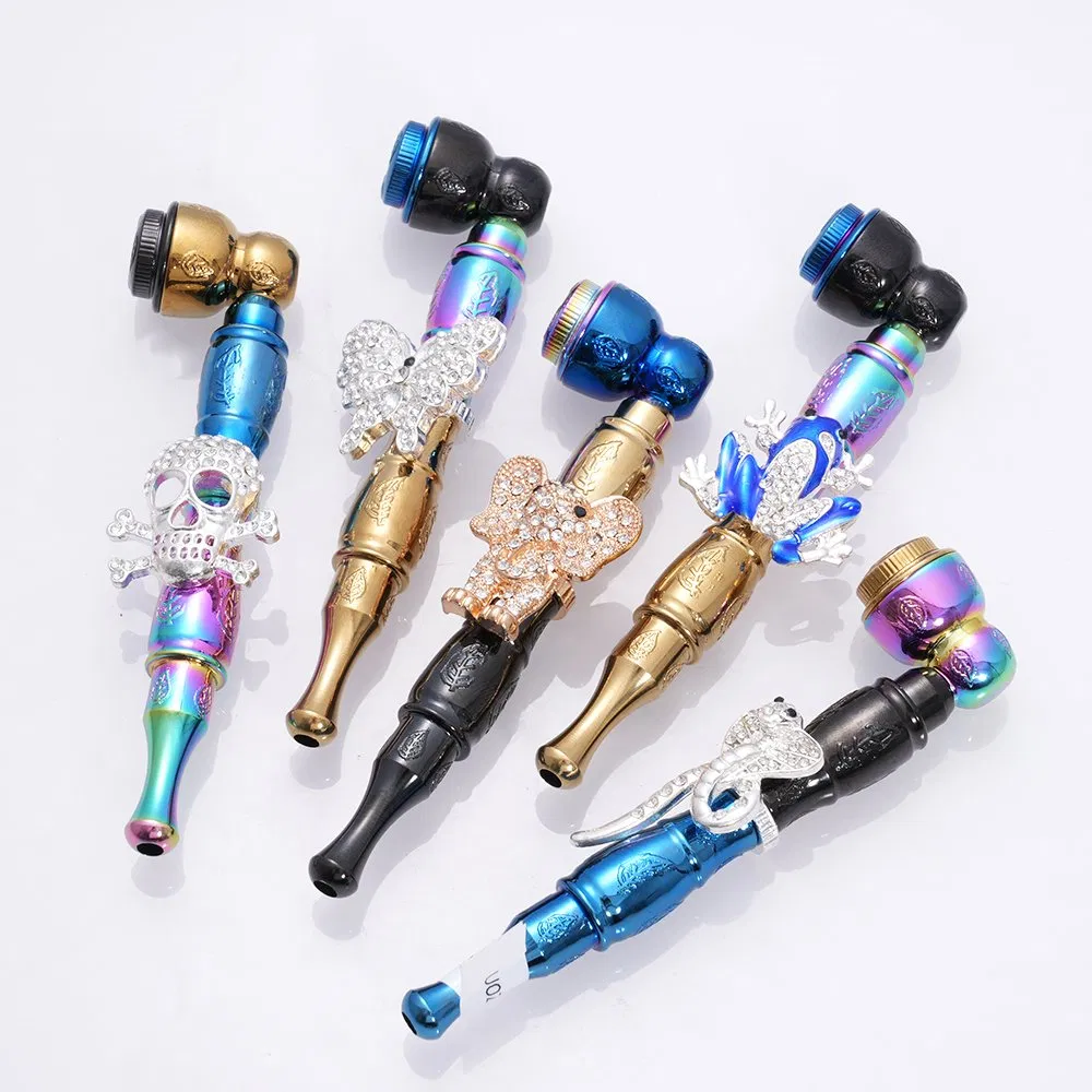 115mm Metal Tobacco Smoking Hand Pipes with Screw on Lid