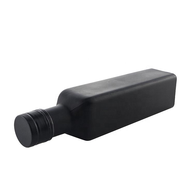 Custom Design Matte Black Olive Oil Bottle 250ml 500ml 750ml Liquor Glass Bottle with Metal Lid