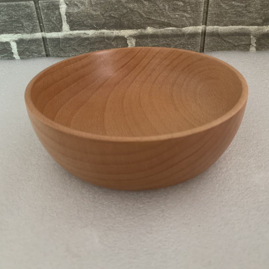 15*4.5 Cm Beech Wood Wooden Salad Rice Flat Bottom Bowl