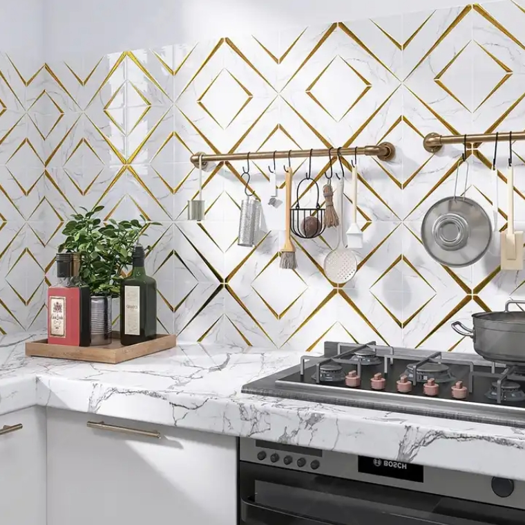 Gold Decor Ceramica Marble Glaze Polish Porcelain Floor Wall Ceramic Tile