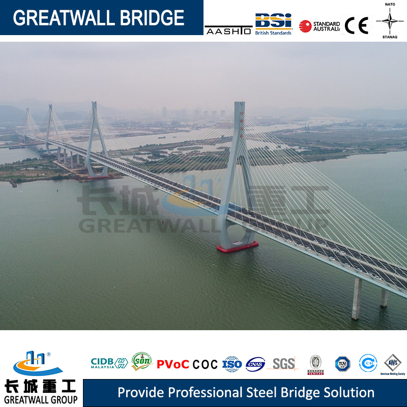 China Q355b/Q460c Universal Certificate Cable Stayed Bridges Long Life Prefab Steel Bridges