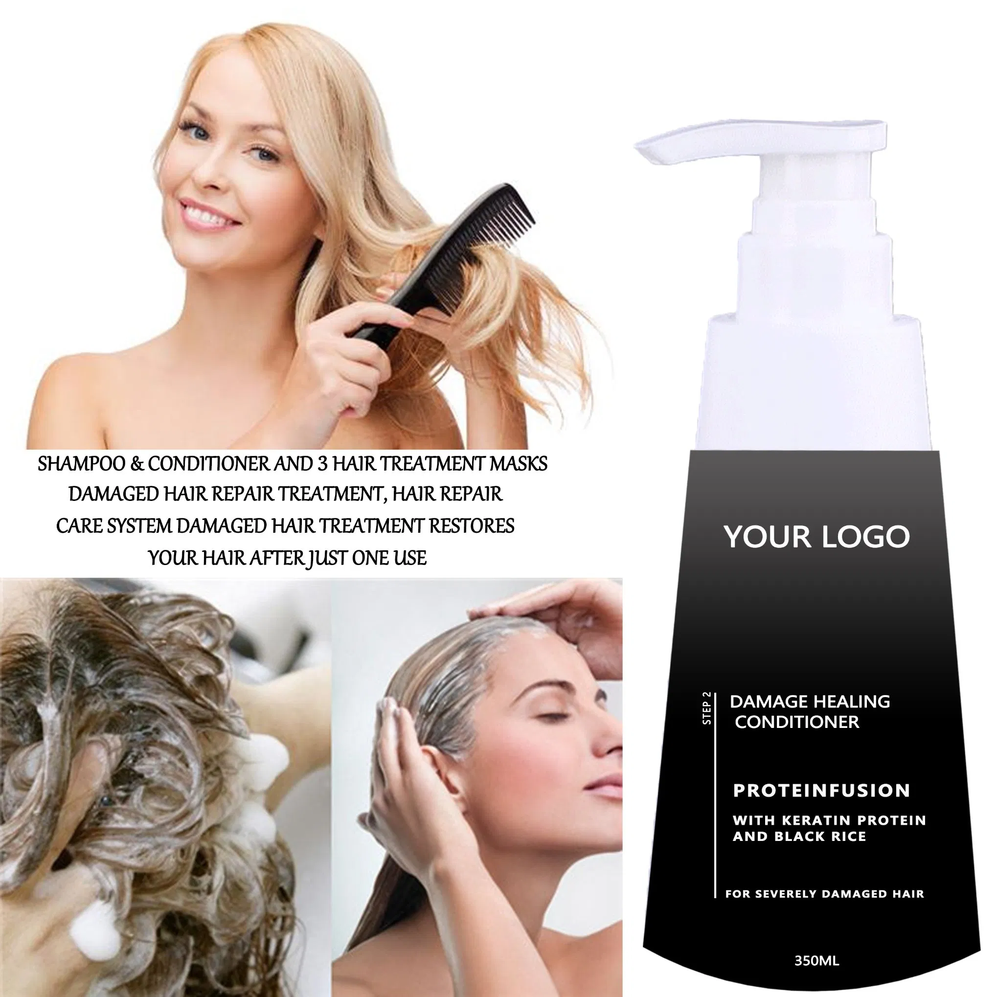 Private Label Natural Damage Repair Conditioner Protein Infusion Contains Keratin and Black Rice Suitable for Severely Damaged Hair