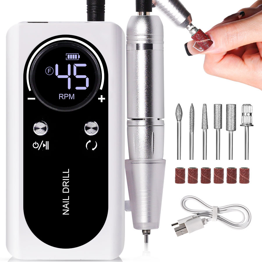 Professional Nail Removal Machine 45000rpm Rechargeable Portable USB Cordless Nail Drill