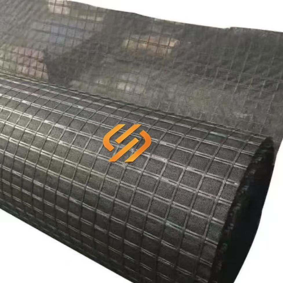 Asphalt Road Reinforcement Glass Fiber / Fiberglass Composite Geogrid