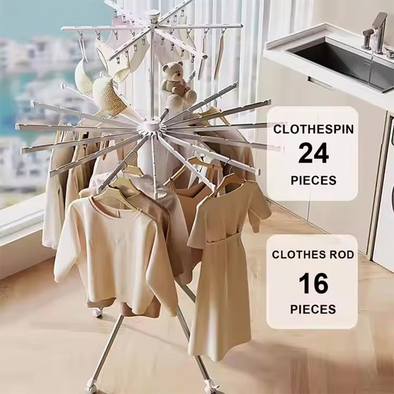 Octopus Clothes Drying Rack Foldable Standing Three Layers Outdoor Portable Laundry Cloth Hanging Drying Rack with Shoe Rack