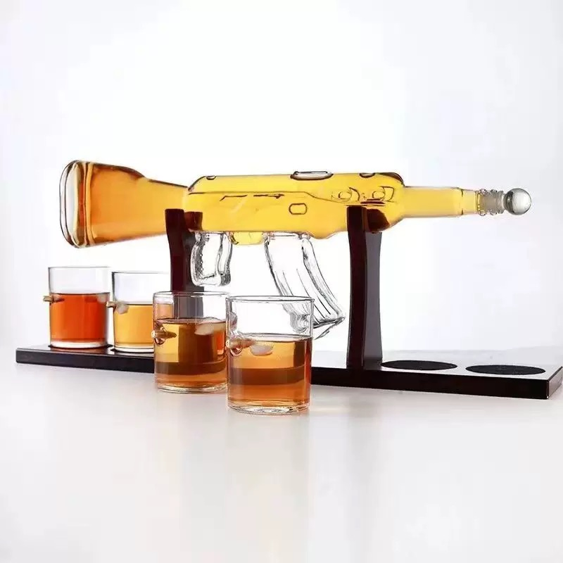 Gun Type Wine Holder Submachine Gun Decanter Ak47 Whiskey High Borosilicate Bottle Big Gun Style Wine Set