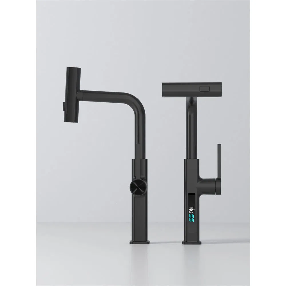 Black Kitchen Faucet Solid Brass Water Tap Modern kitchen Taps Pull out Sprayer Kitchen Mixer Sink Taps