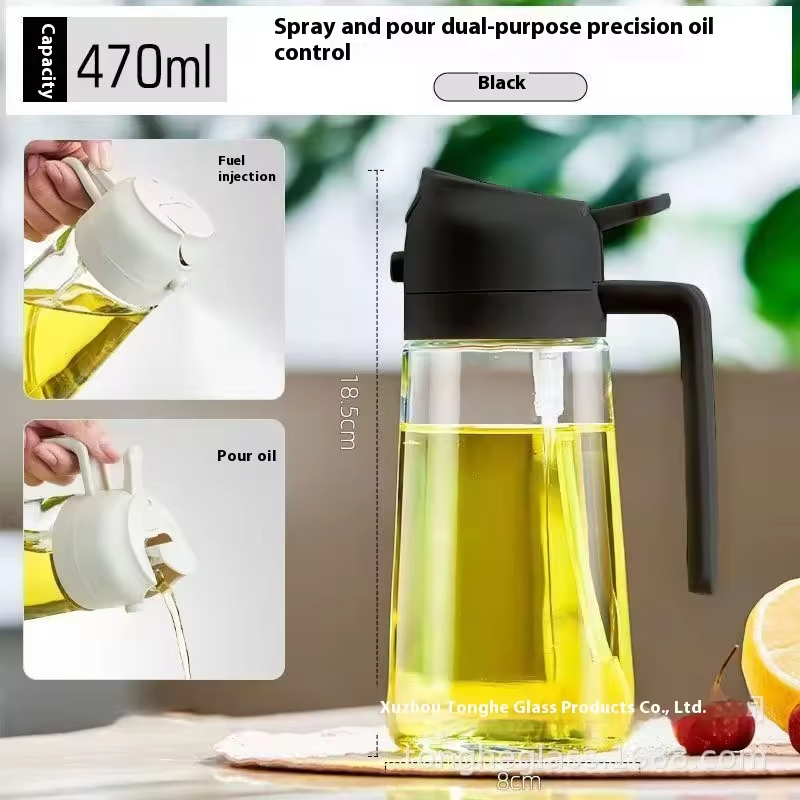 2 in 1 Premium Glass Kitchen Oil Sprayer Dispenser Bottle for Cooking and Serving Olive Oil Food Use