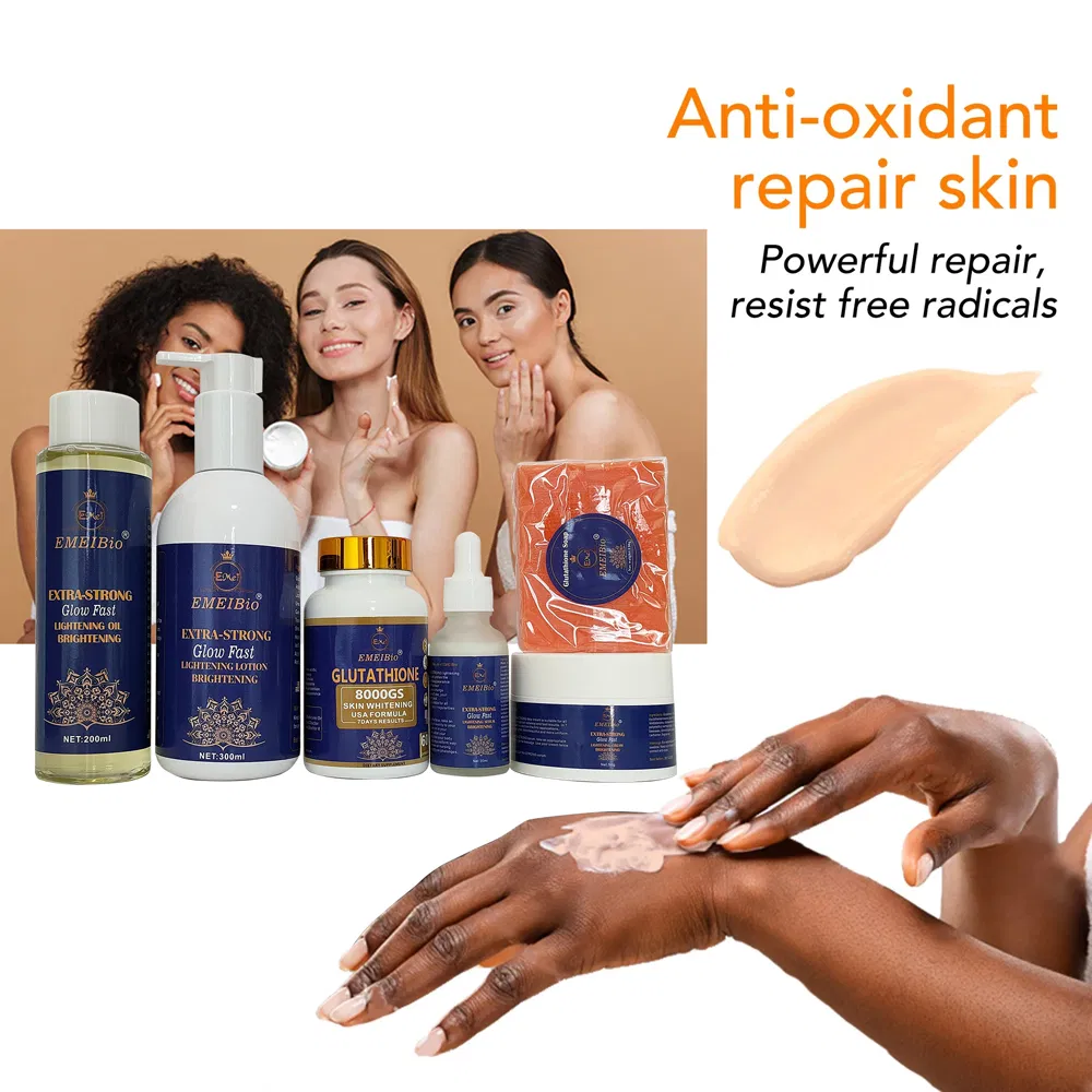 Private Label OEM Logo Skin Whitening Set Wholesale Glutathione Collagen Brightening Whitening Skin Care Set for Black Women