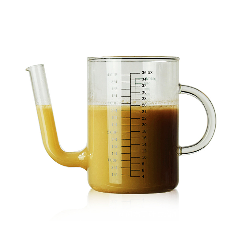 Glass Measuring Cup with Long Spout for Cooking Oil Baking Tool