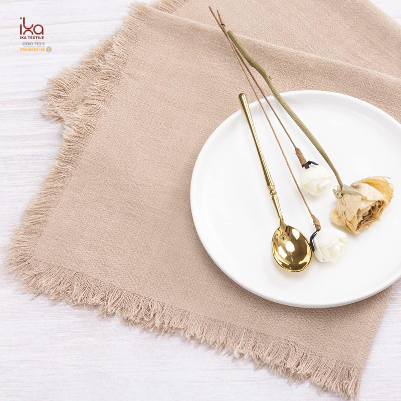 Decorative Party Wedding Personalized Custom Logo Natural Woven Eco Friendly White Cloth Napkins with Embroidery