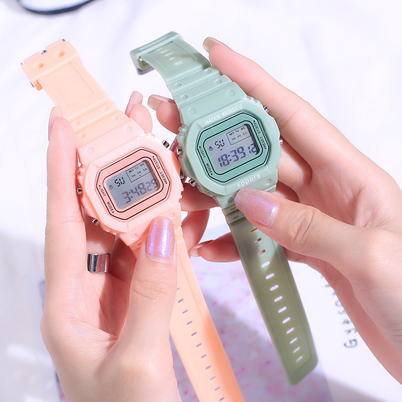 Simple Small Square Luminous Alarm Clock Waterproof Sports Electronic Watch