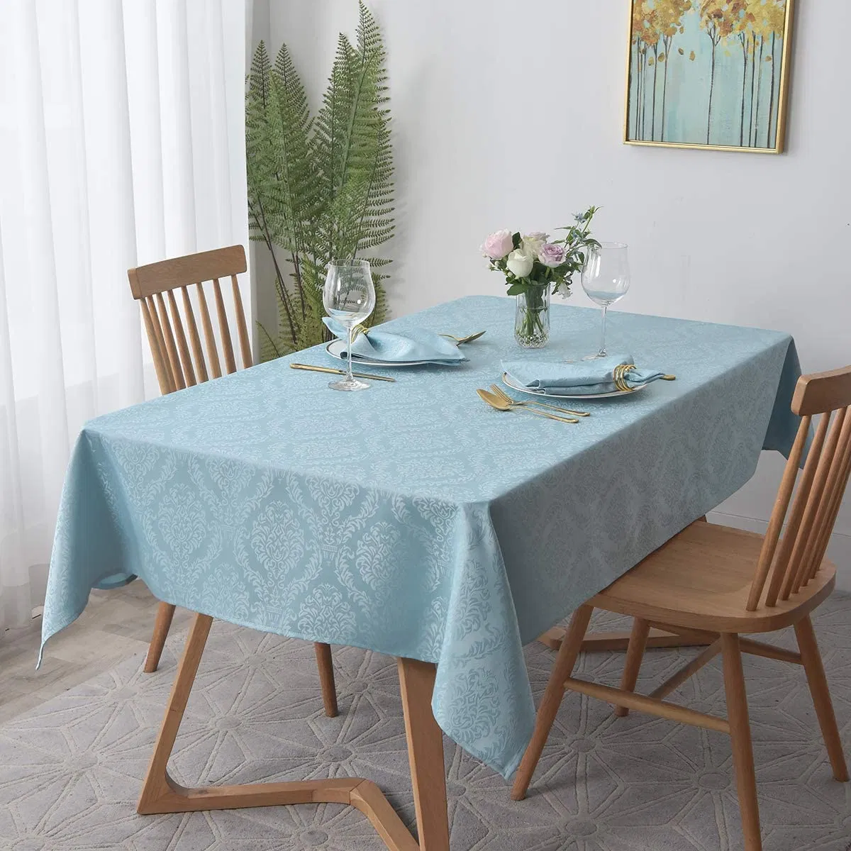Jacquard Tablecloth Water Resistance Antiwrinkle Table Cloth for Buffet Banquet Parties