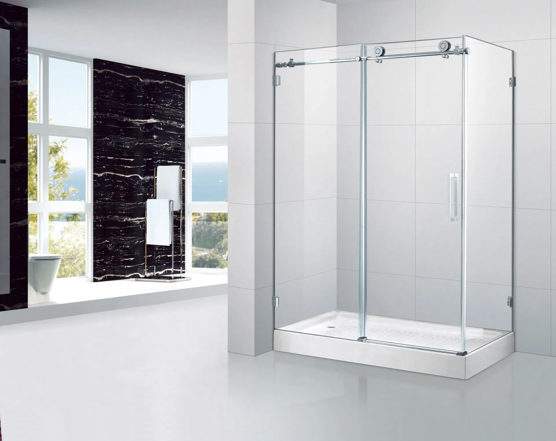 Fashion Design Bathroom 8mm Prefab Swing Door Glass Shower Room