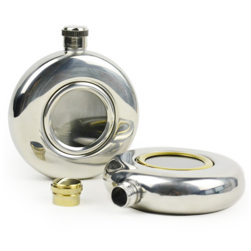 Stainless Steel Round Wine Pot Portable Liquor Bottle Hip Flask for Gift
