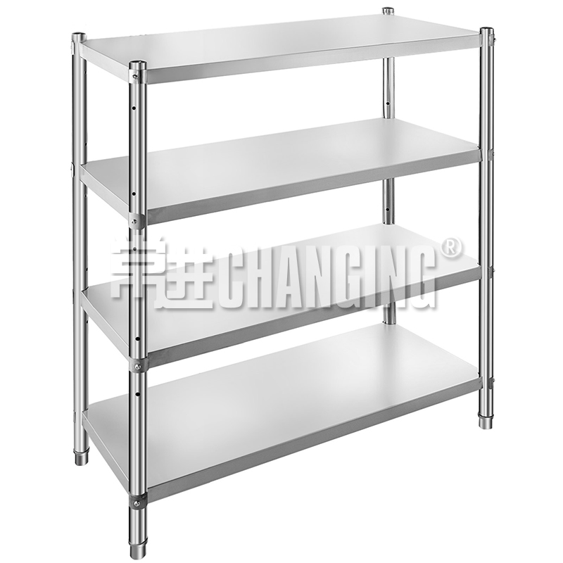 4 Tiers Stainless Steel Vegetable Display Rack Strong Load Capacity Restaurant Fruit Storage Shelf Kitchen Equipment