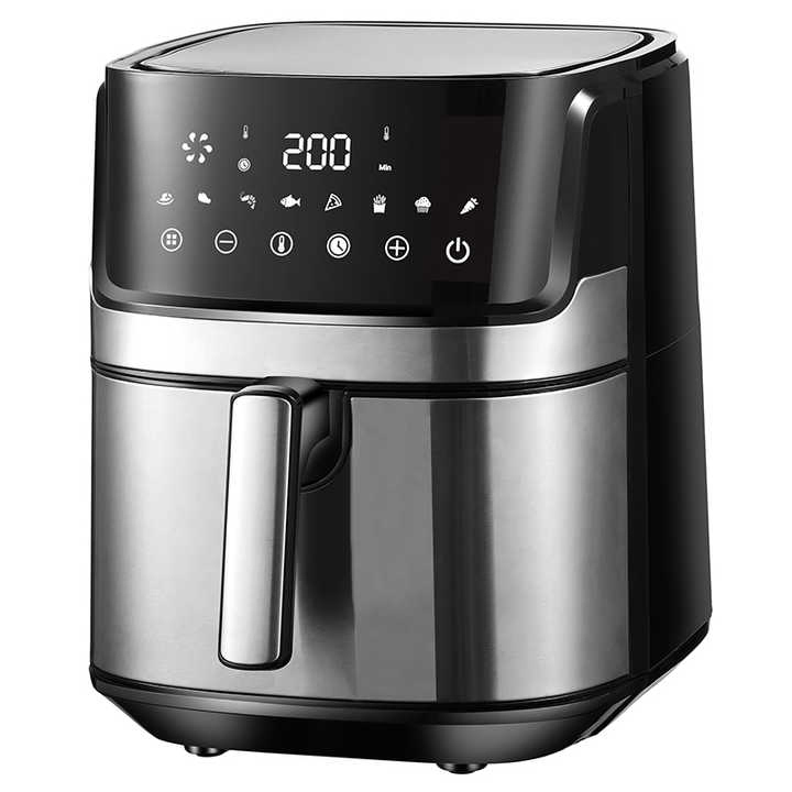 Cixi Yuyao Factory Fingerprint Proof Ss 6.5 Liters Smart Air Fryer 5L 6L 7L 8L 9L 7qt Stainless Steel Air Fryer 6.5L