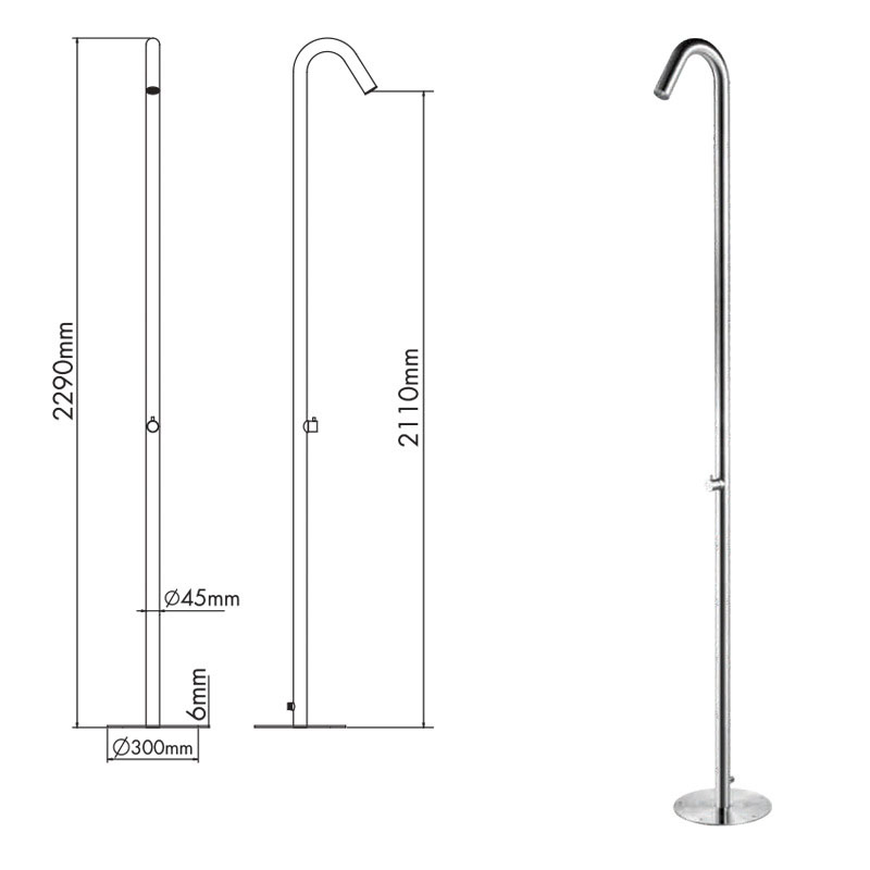 Outside Shower Kit for Backyard Garden Pool Beach Freestanding Outdoor Shower