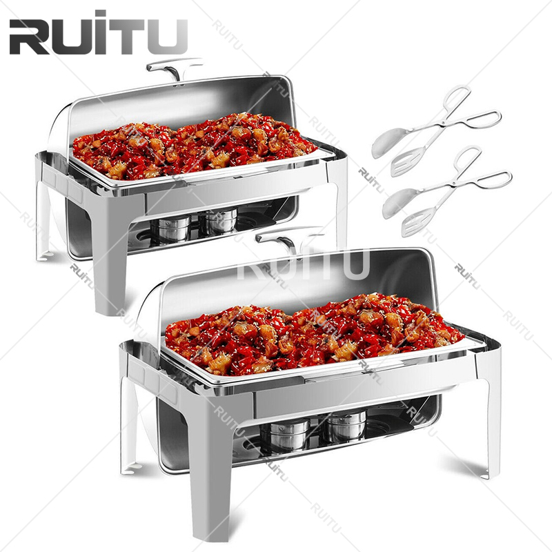 Hotel Buffet Equipment Supplies Bain Marie Hot Pot Shafing Dish Serving Roll Top Chaffer Party Chafing Dishes Catering Buffet Food Warmer Set