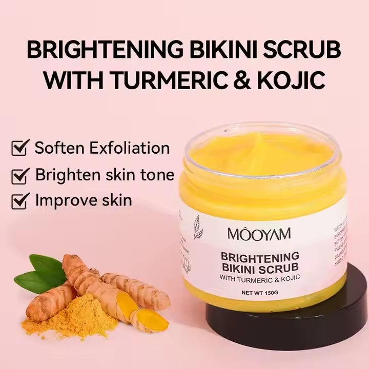 Kojic Acid Turmeric Bikini Body Scrub Remove Dark Spots Bikini Area Private Parts Brightening Whitening Scrub Exfoliator