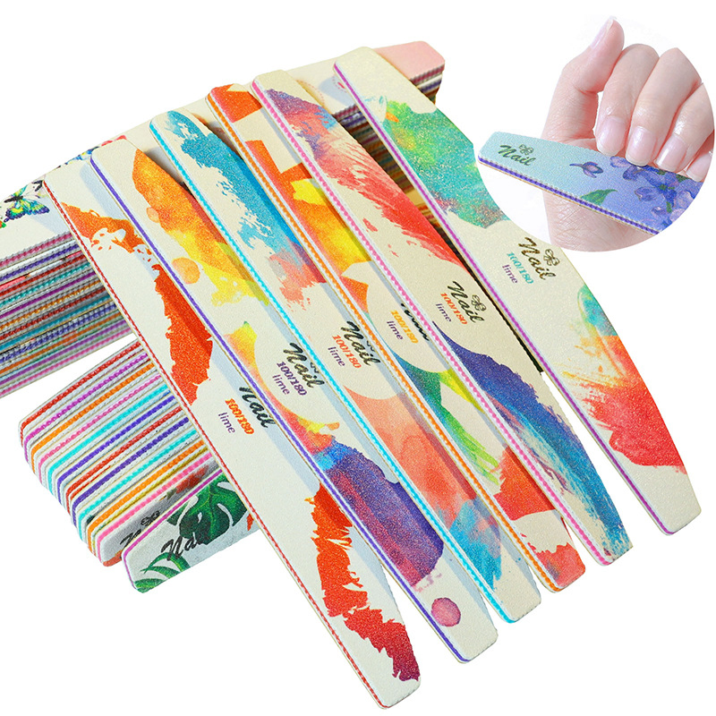 Flowers Pattern Nail Files Set Double-Sided Sanding Strip for Manicure